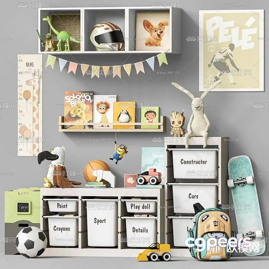 Modern children’s toy storage cabinet 3d model
