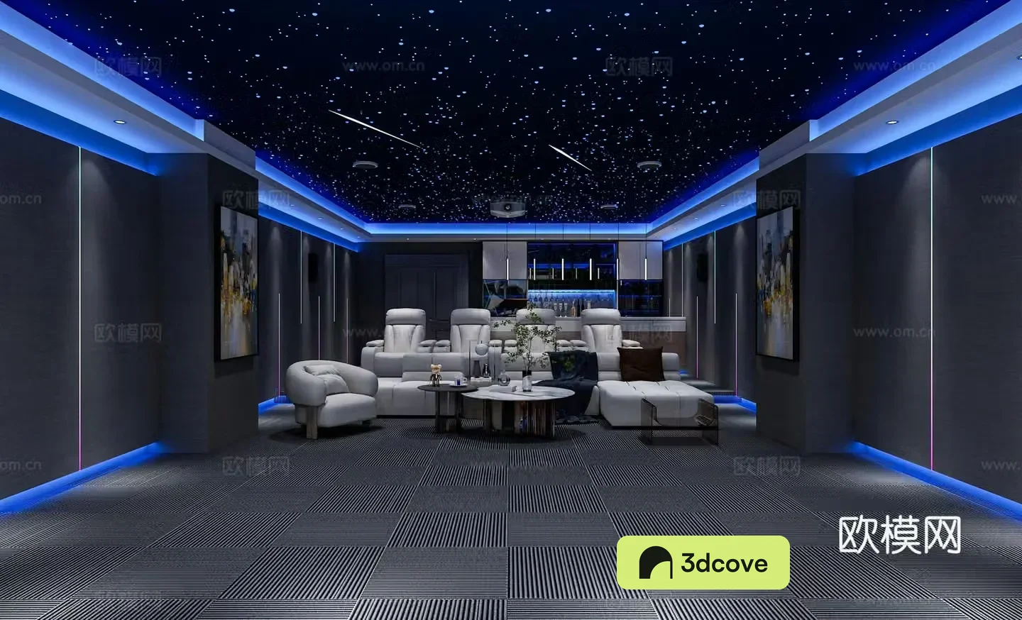 Modern audio and video studio wine cabinet multi-person sofa combination sofa