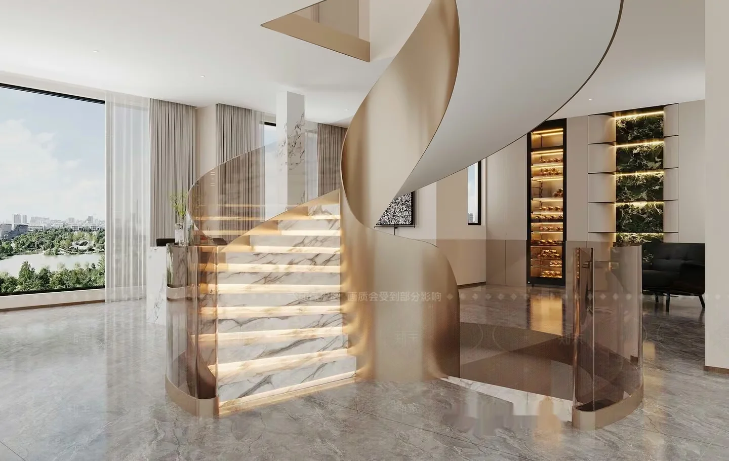 Modern Spiral Staircase 3D Model – 1678 – VRAY Render