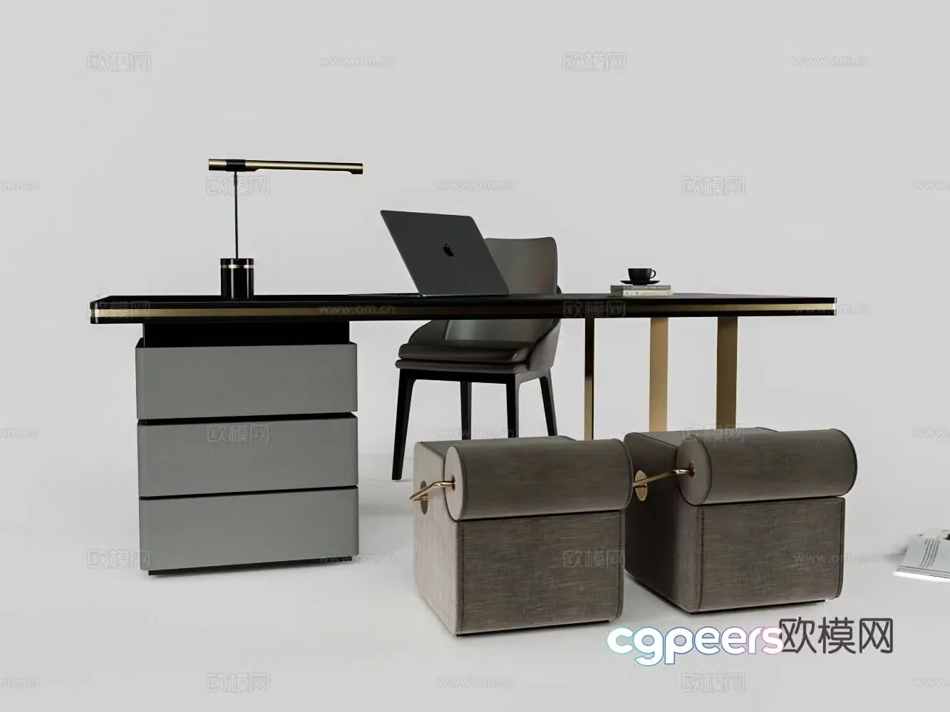 modern desk writing desk 3d model