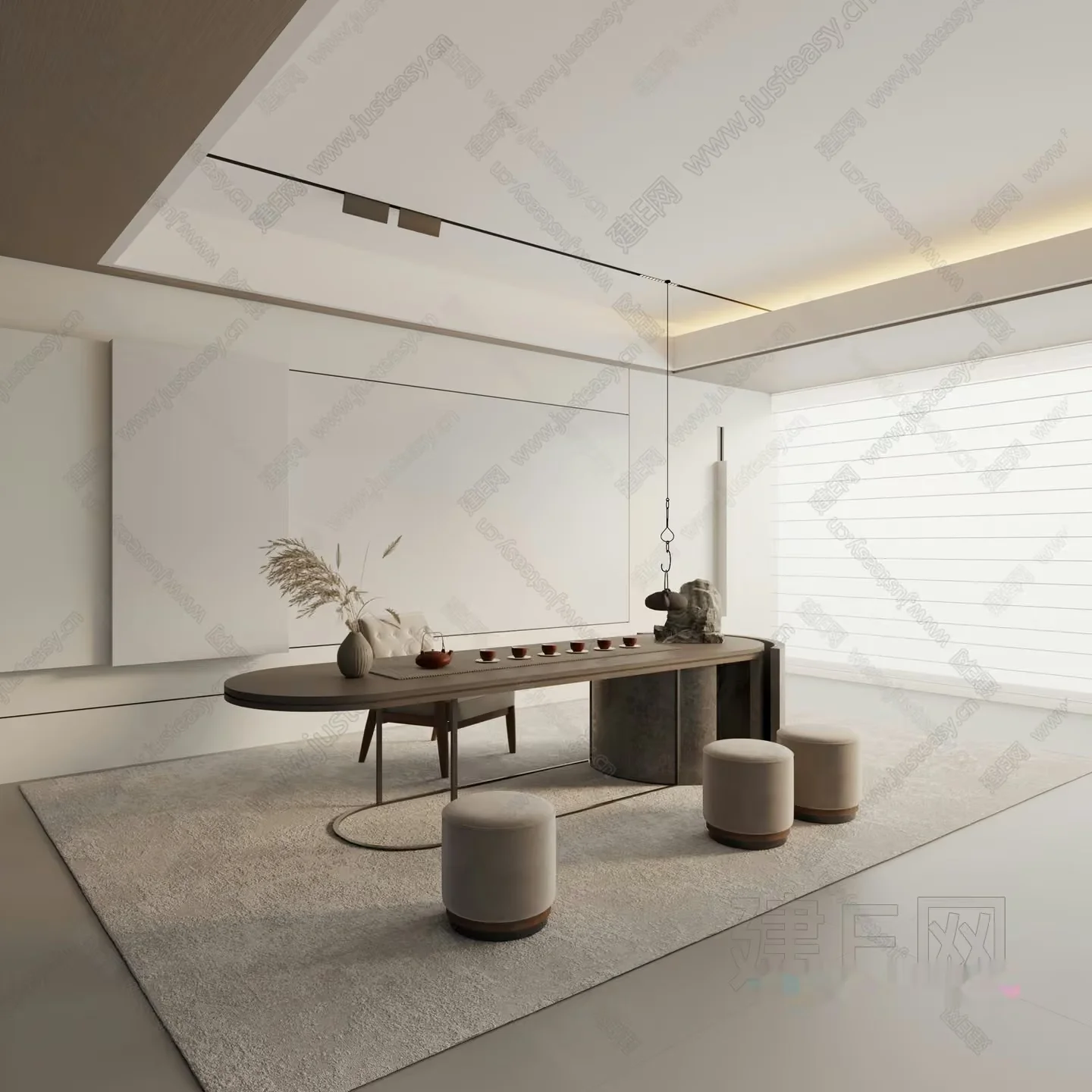 Modern Minimalist Dining Room 3D Model – 6839 – VRAY Render