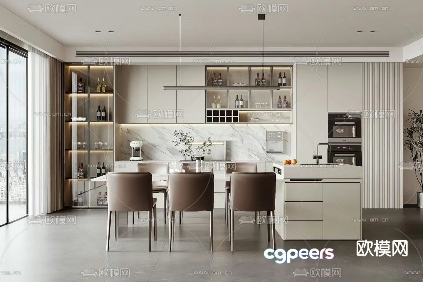 Modern restaurant island 3d model
