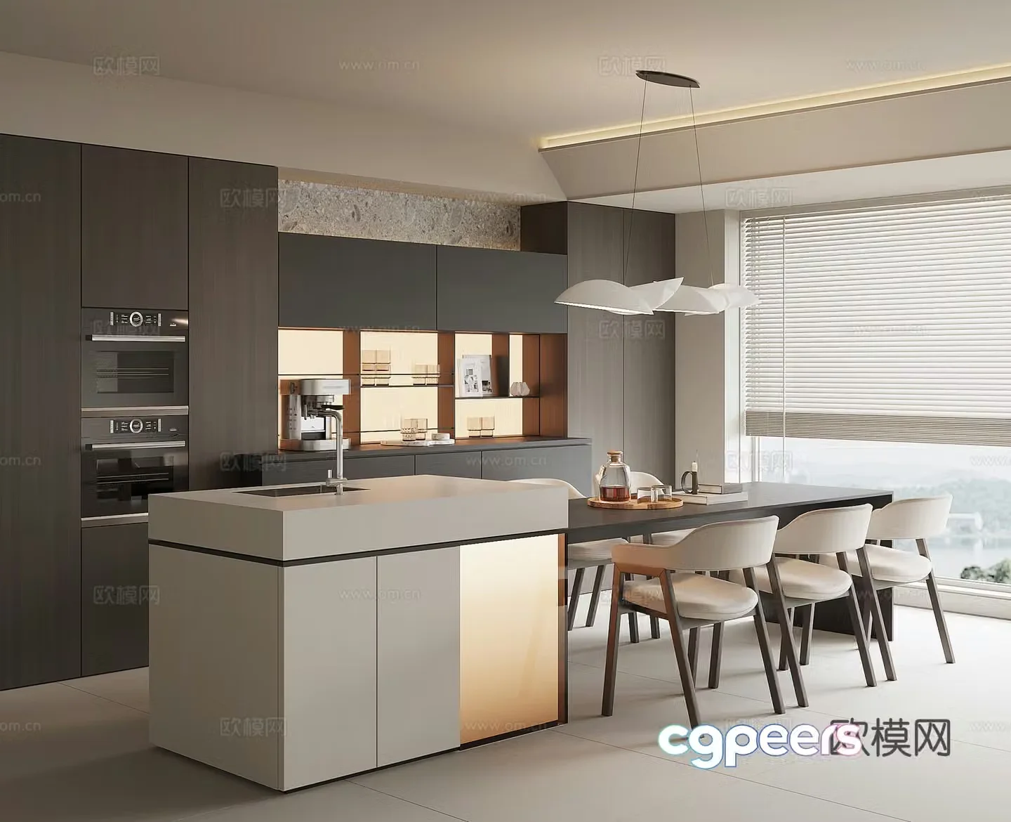 Modern home restaurant 3d model