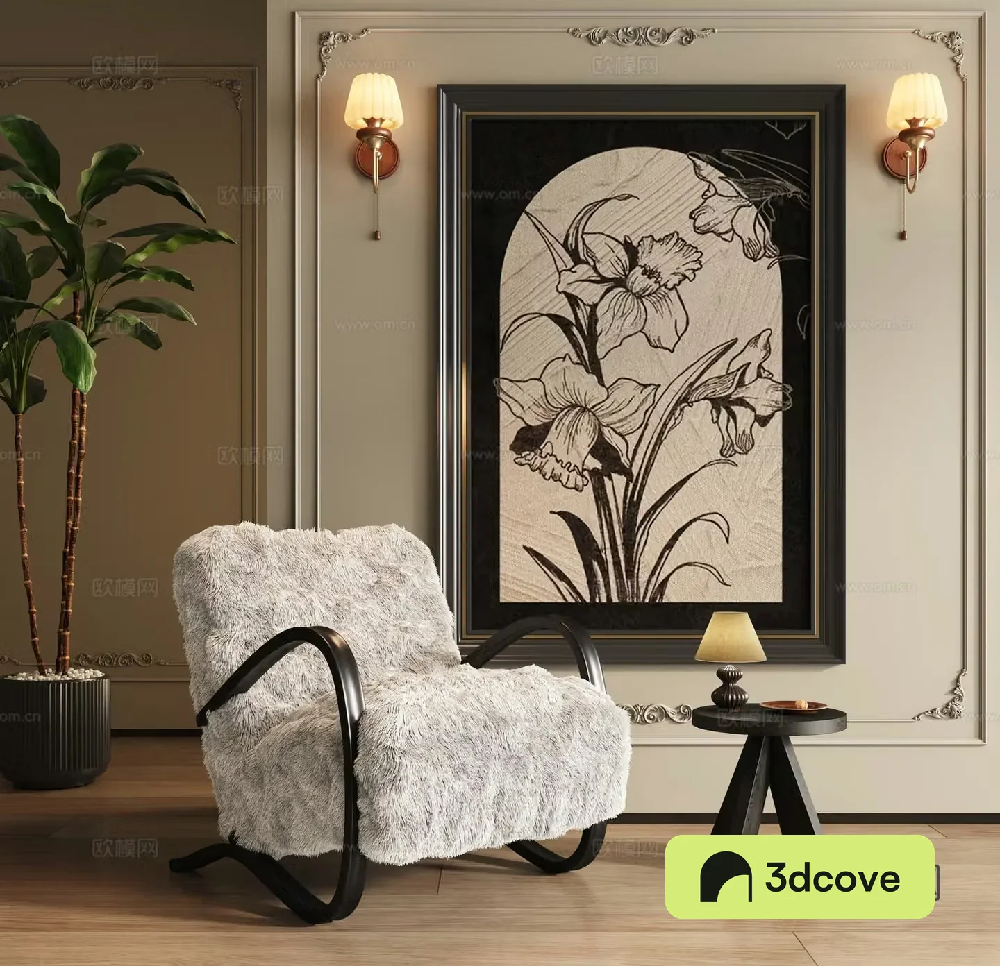 French casual chair plush armchair