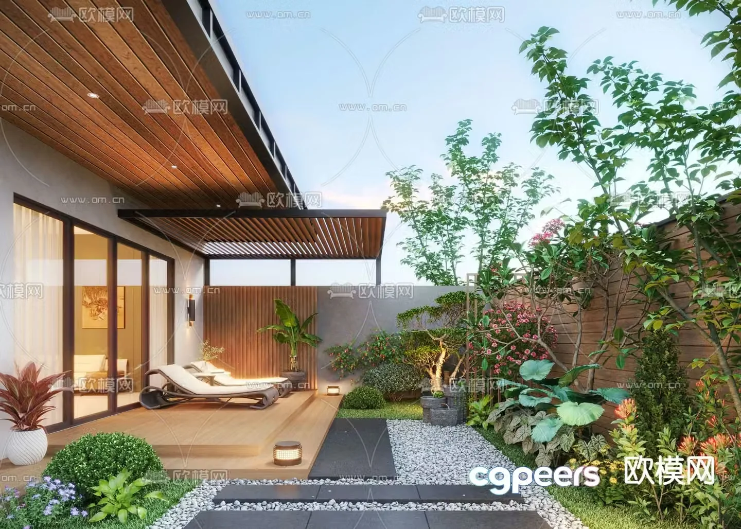 Villa courtyard garden 3d model