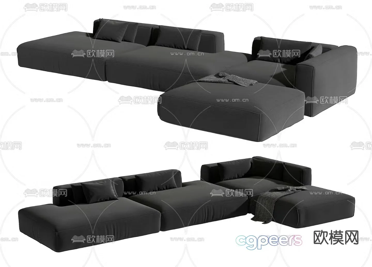 Corner sofa multi-person sofa 3d model