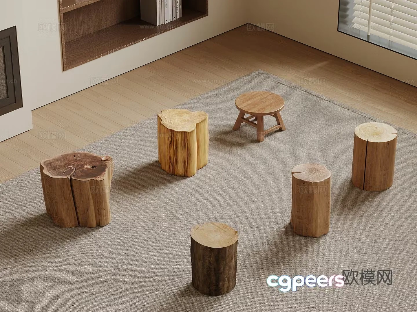 Other stools of Jijifeng Round stools Low stool 3D model