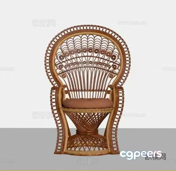 Rattan chair simple European chair leisure chair 3d model