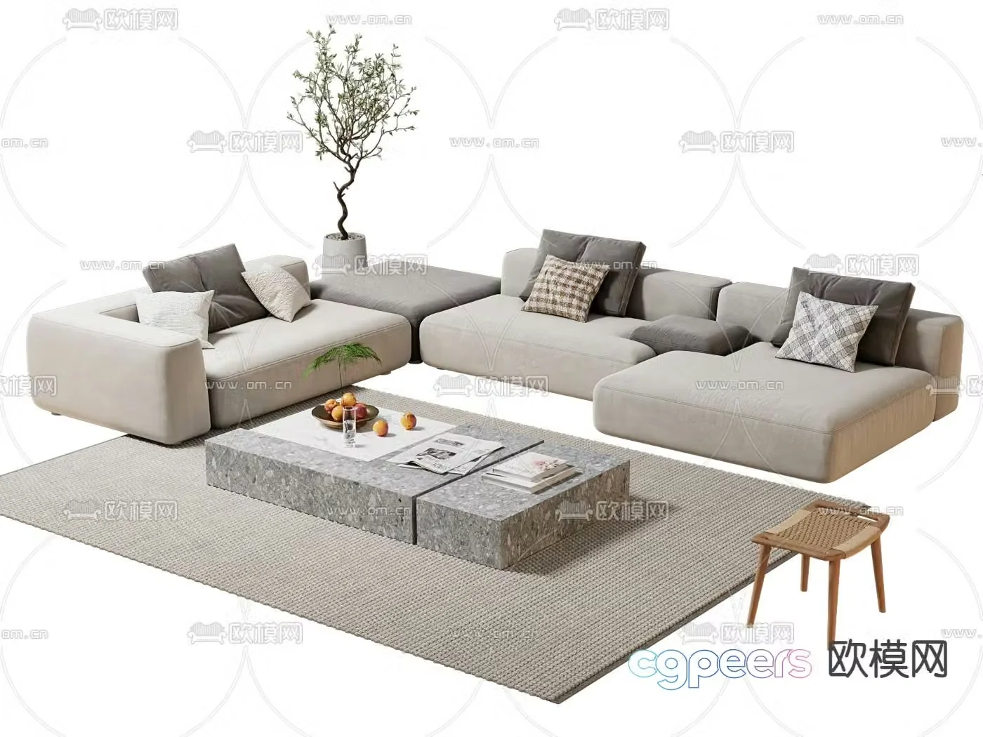 Modern sectional sofa 3d model
