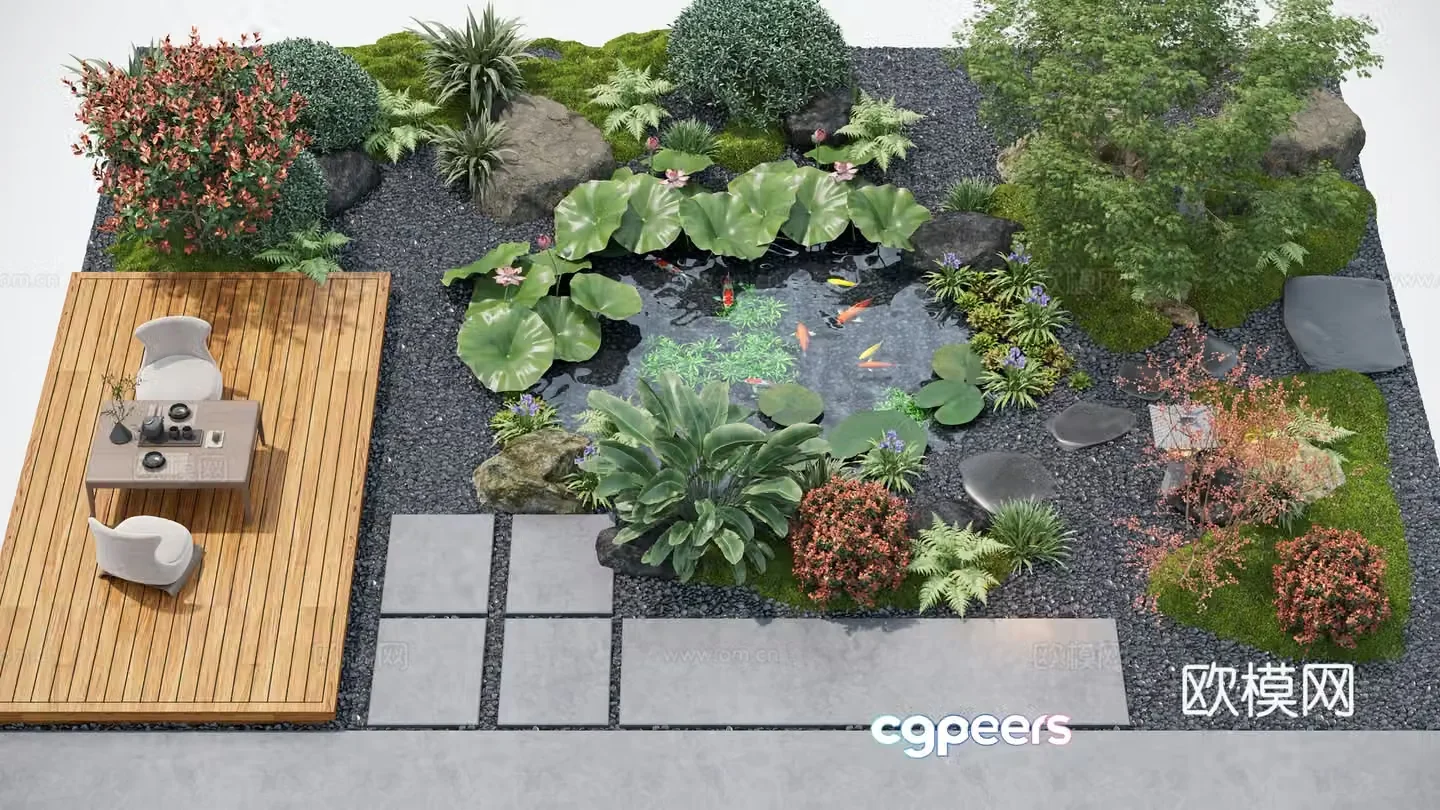 Modern courtyard landscape Landscape plants Garden sketch Garden landscape Brutophyte 3d model