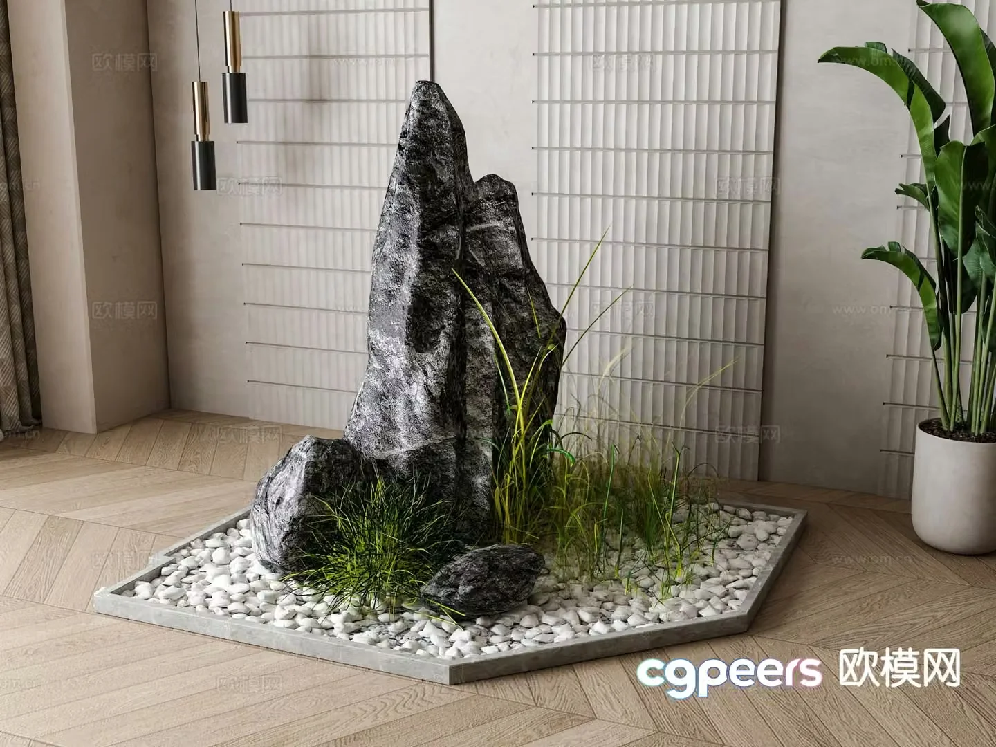 New Chinese style stone fake stone rockery 3d model