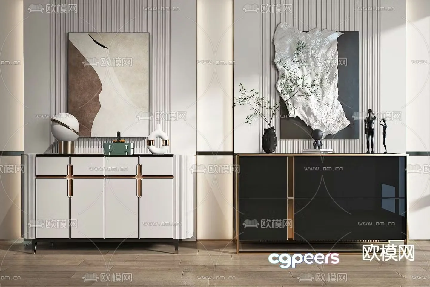 Light luxury entrance cabinet end view cabinet 3D3d model