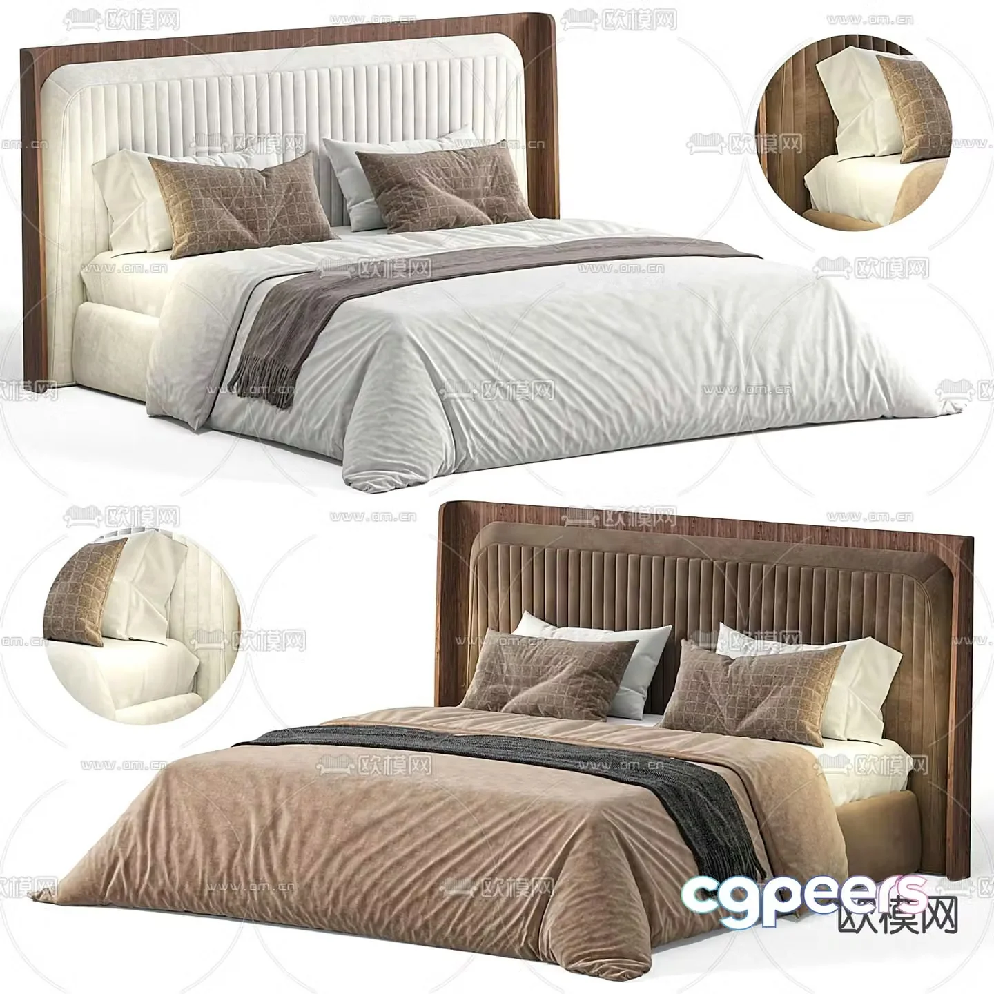 Modern fabric double bed 3d model
