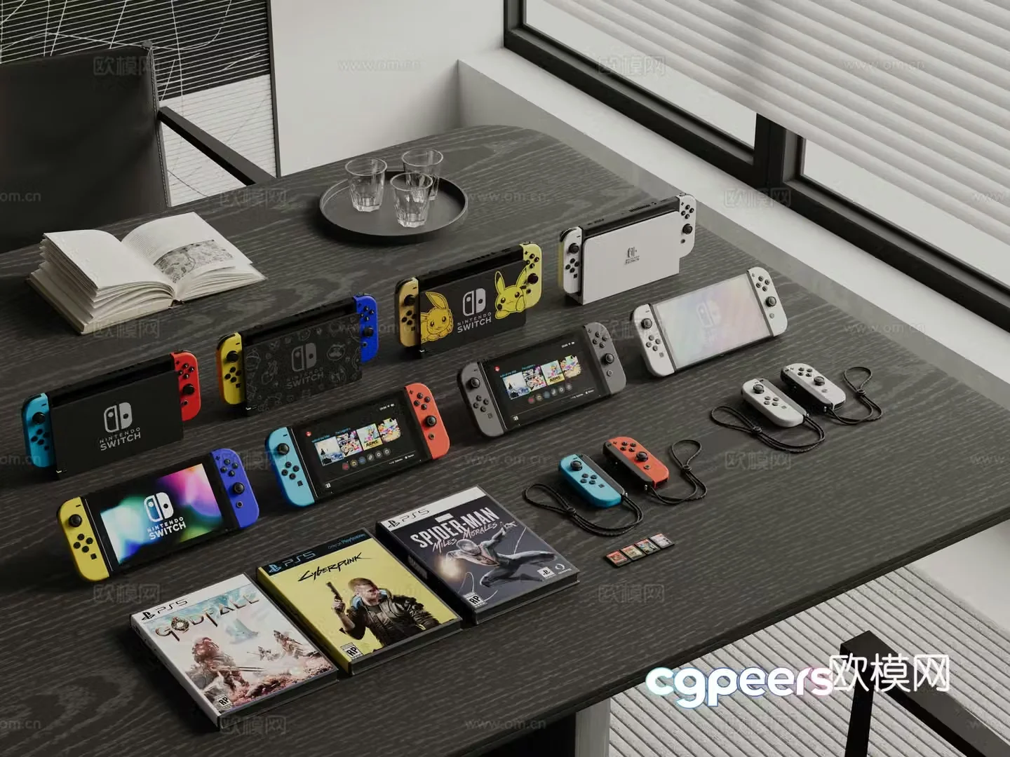 Modern game console controller Switch game console entertainment equipment 3d model