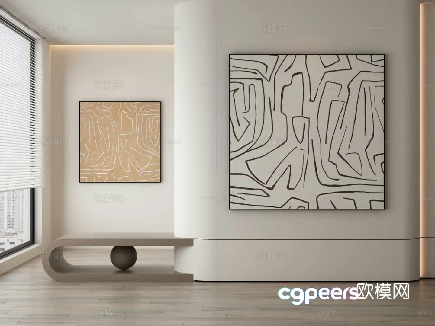 Modern texture painting decorative painting 3d model