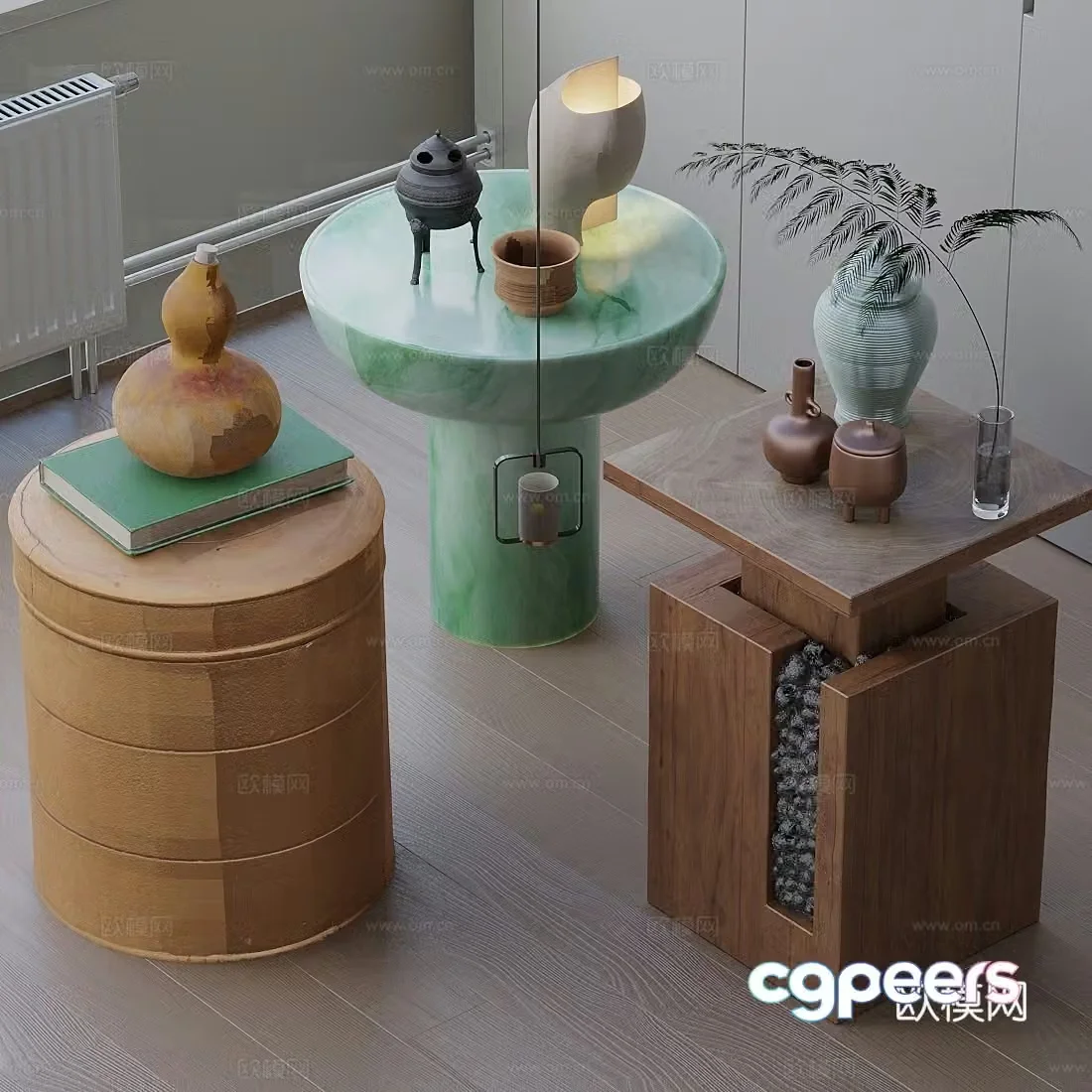 Middle-aged side table corner table 3D model