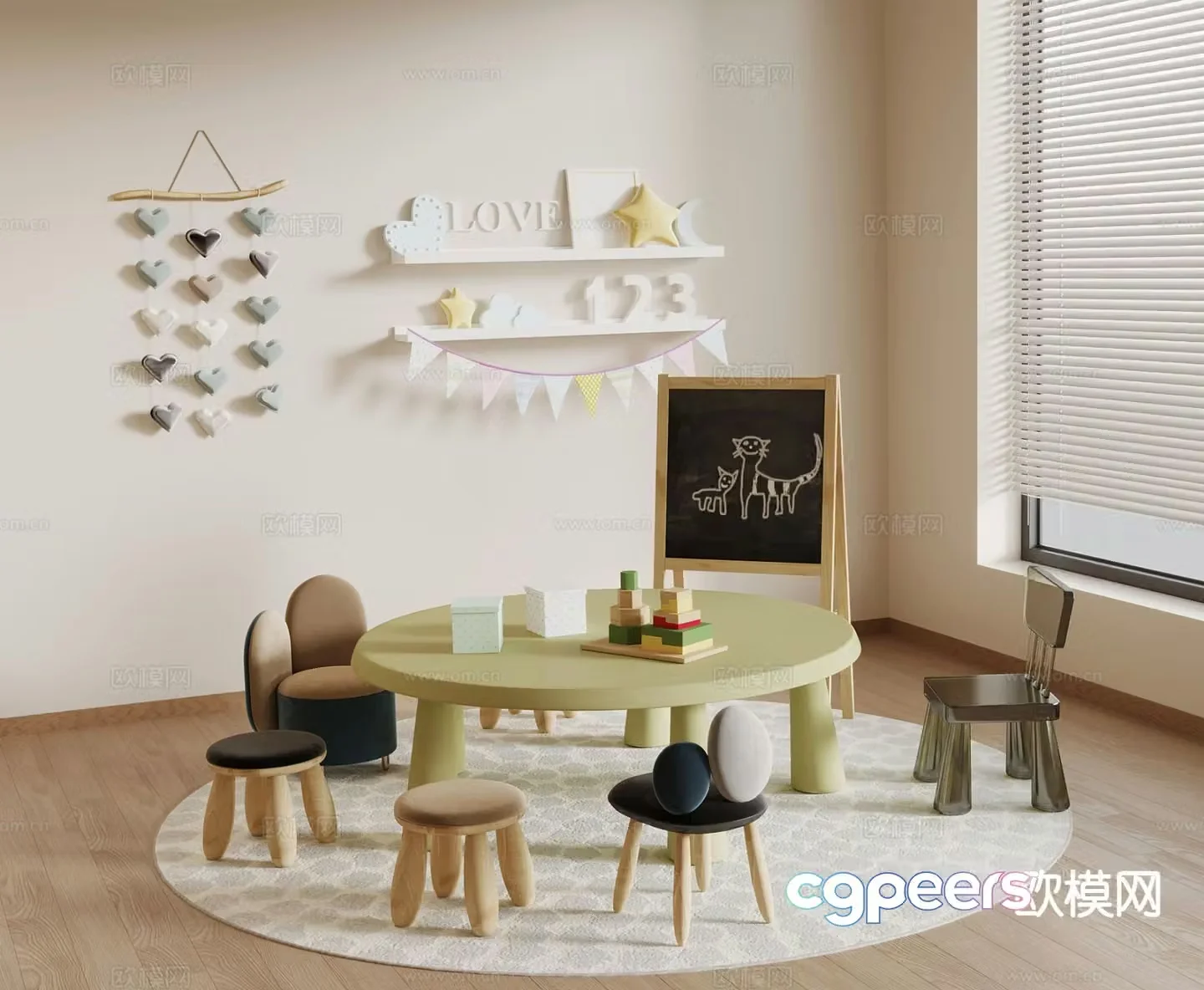 Modern children’s tables and chairs children’s toys 3d model