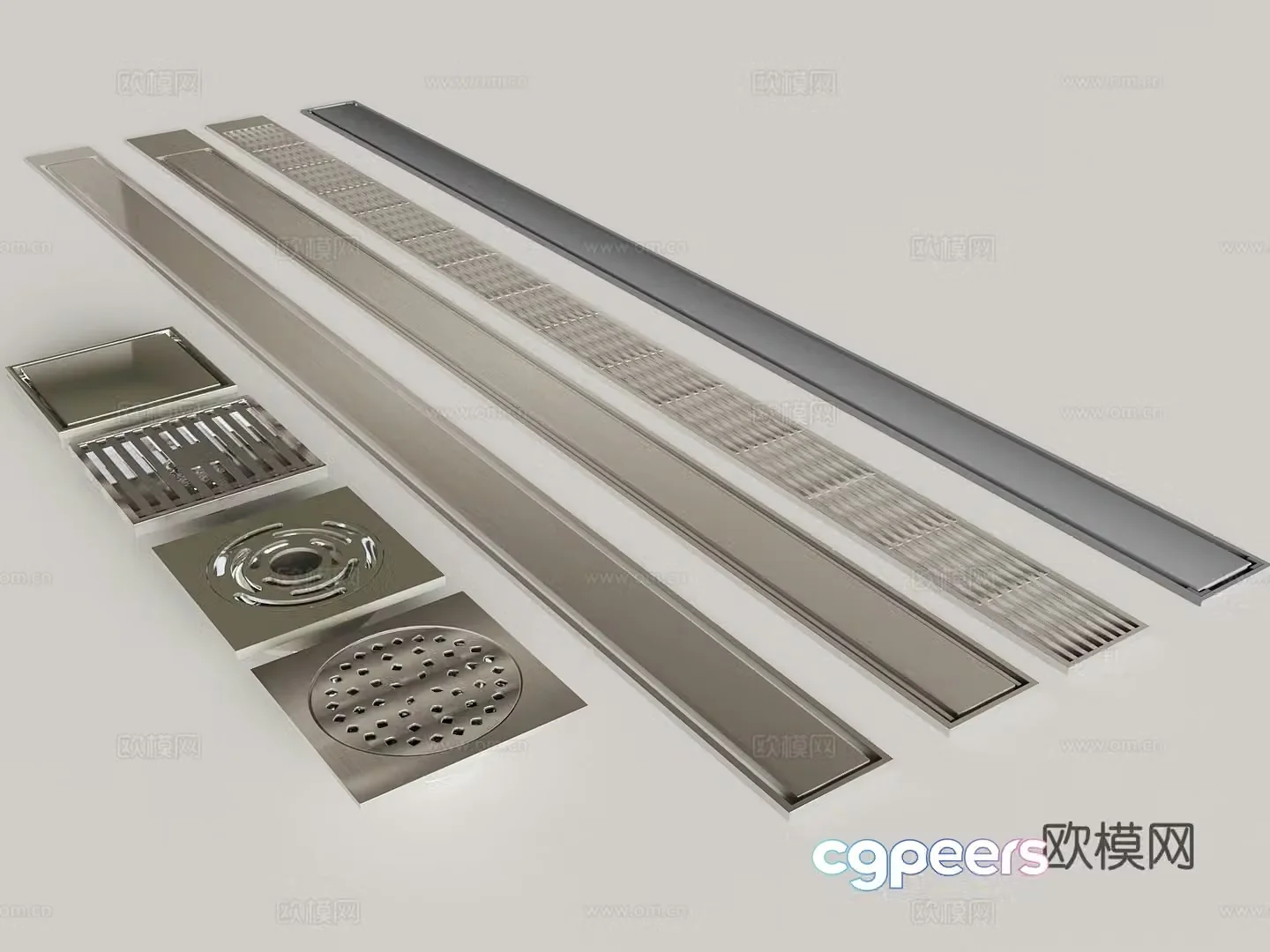 Stainless steel floor drain drain hole drain outlet long strip odorproof floor drain 3D model