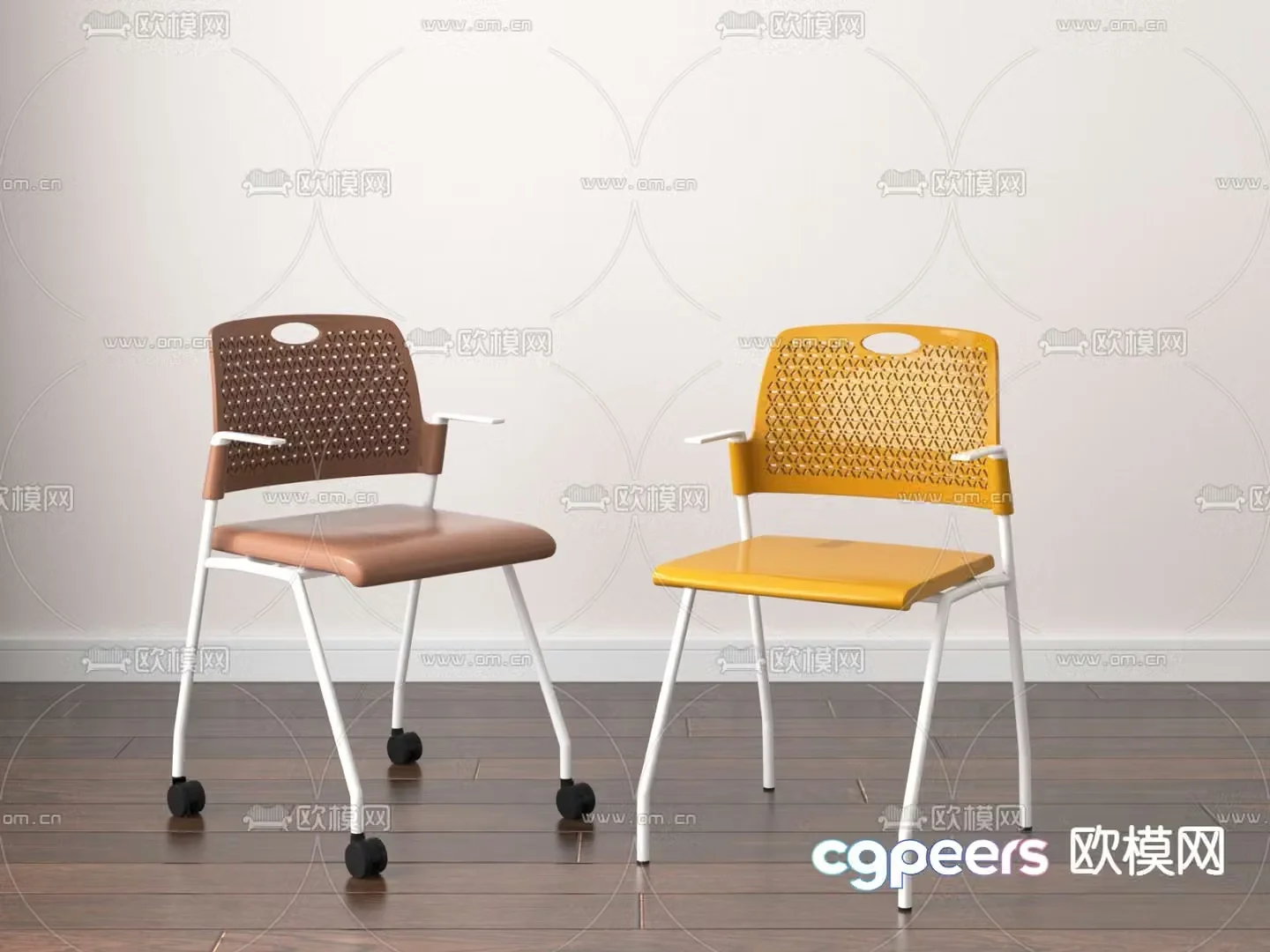 Mesh chair office chair sliding wheelchair work chair 3d model