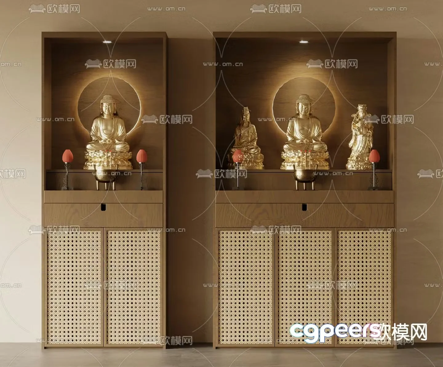 3D model of Buddha niche cabinet
