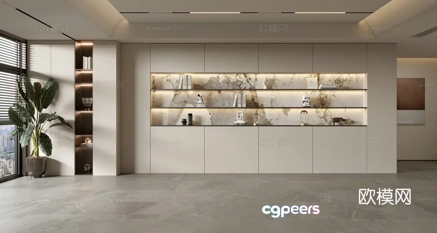 Modern sofa background wall full wall cabinet 3d model