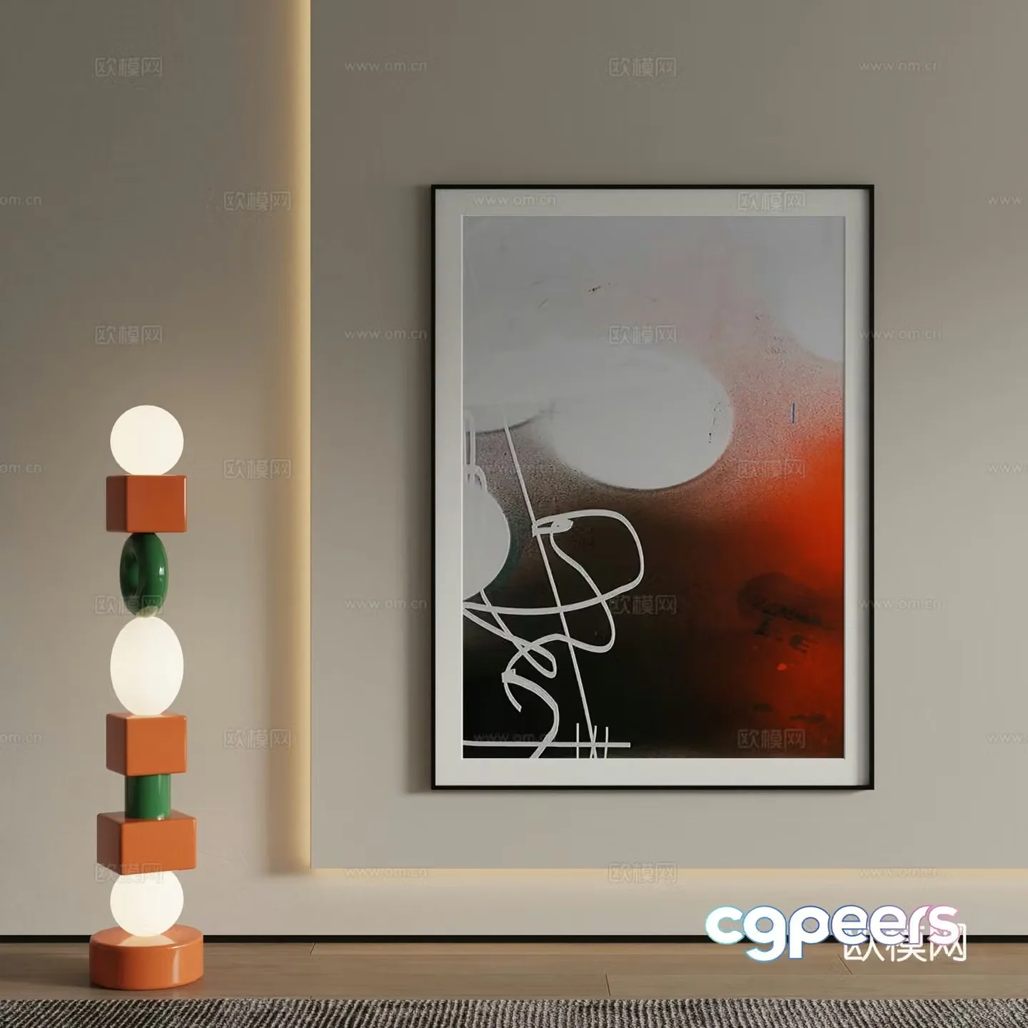 Modern decorative painting Abstract hanging painting 3d model