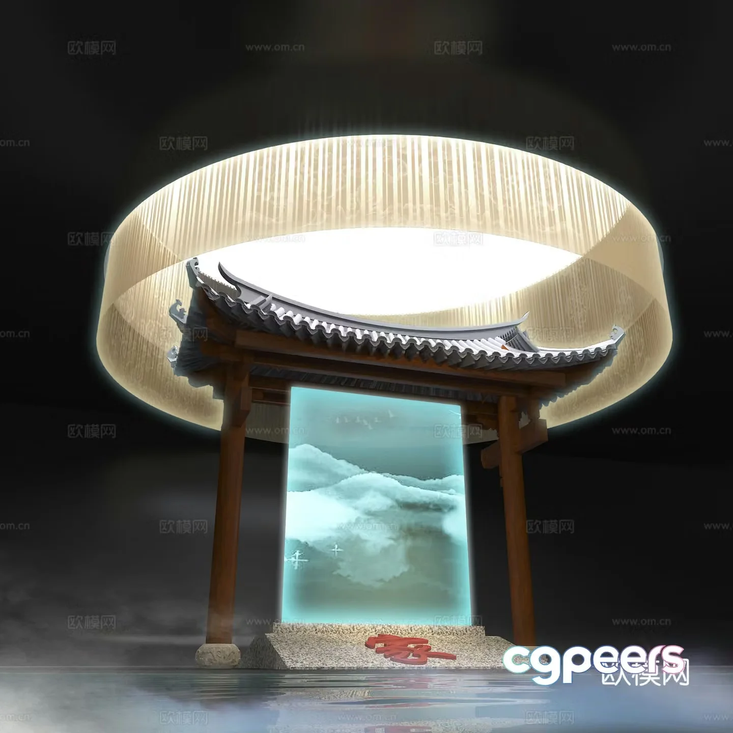 Chinese pavilion ancient building Chinese architecture tiles eaves 3D model