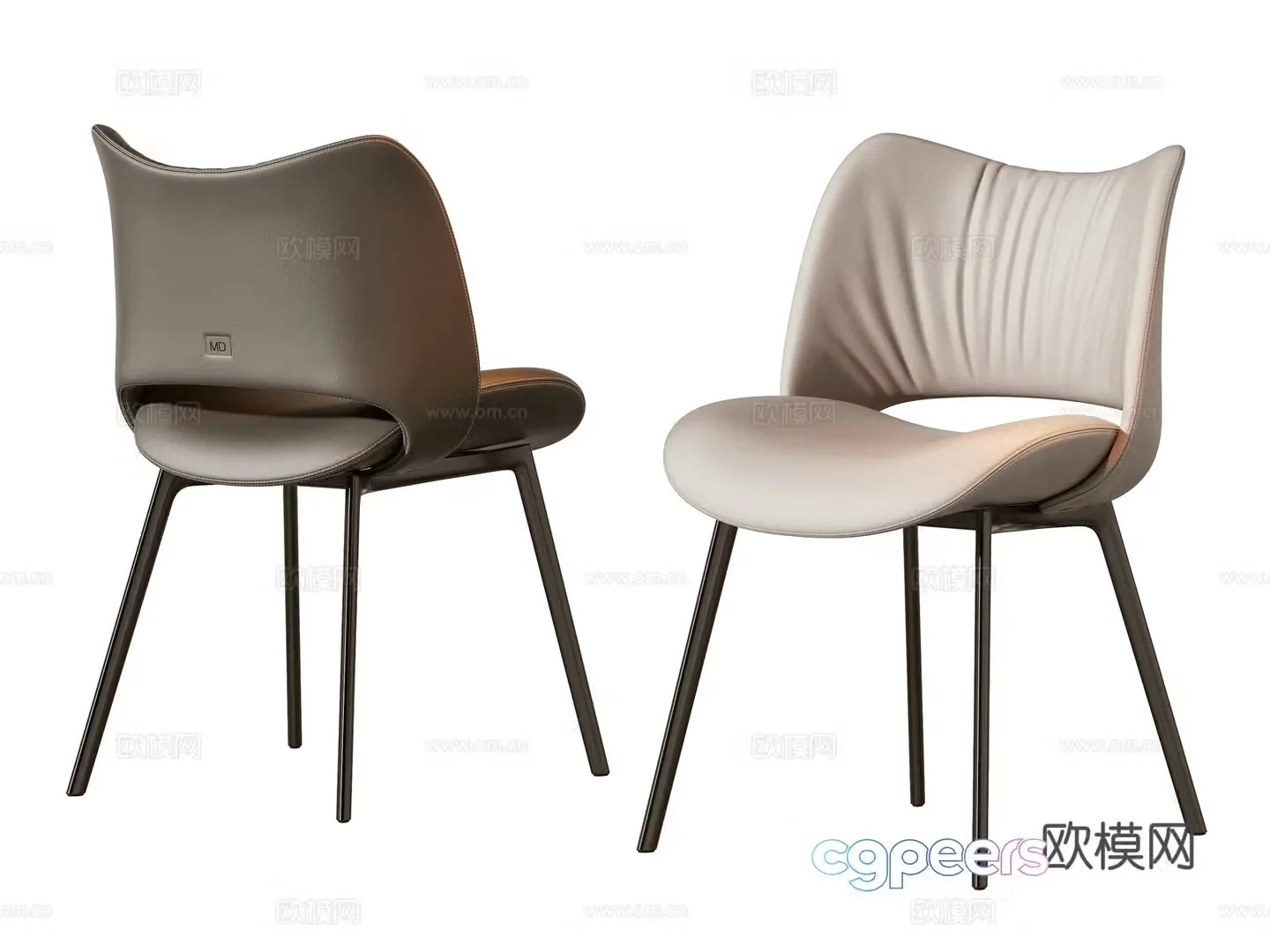 Modern single chair dining chair 3D model