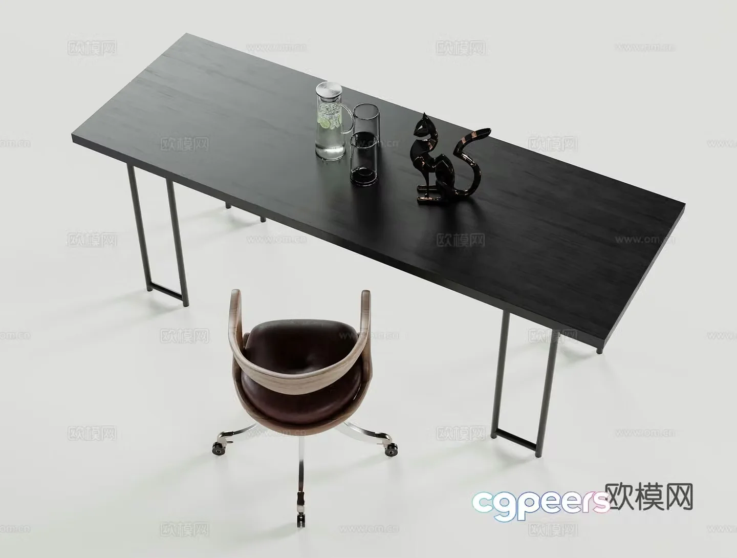 Modern desk and chair 3d model