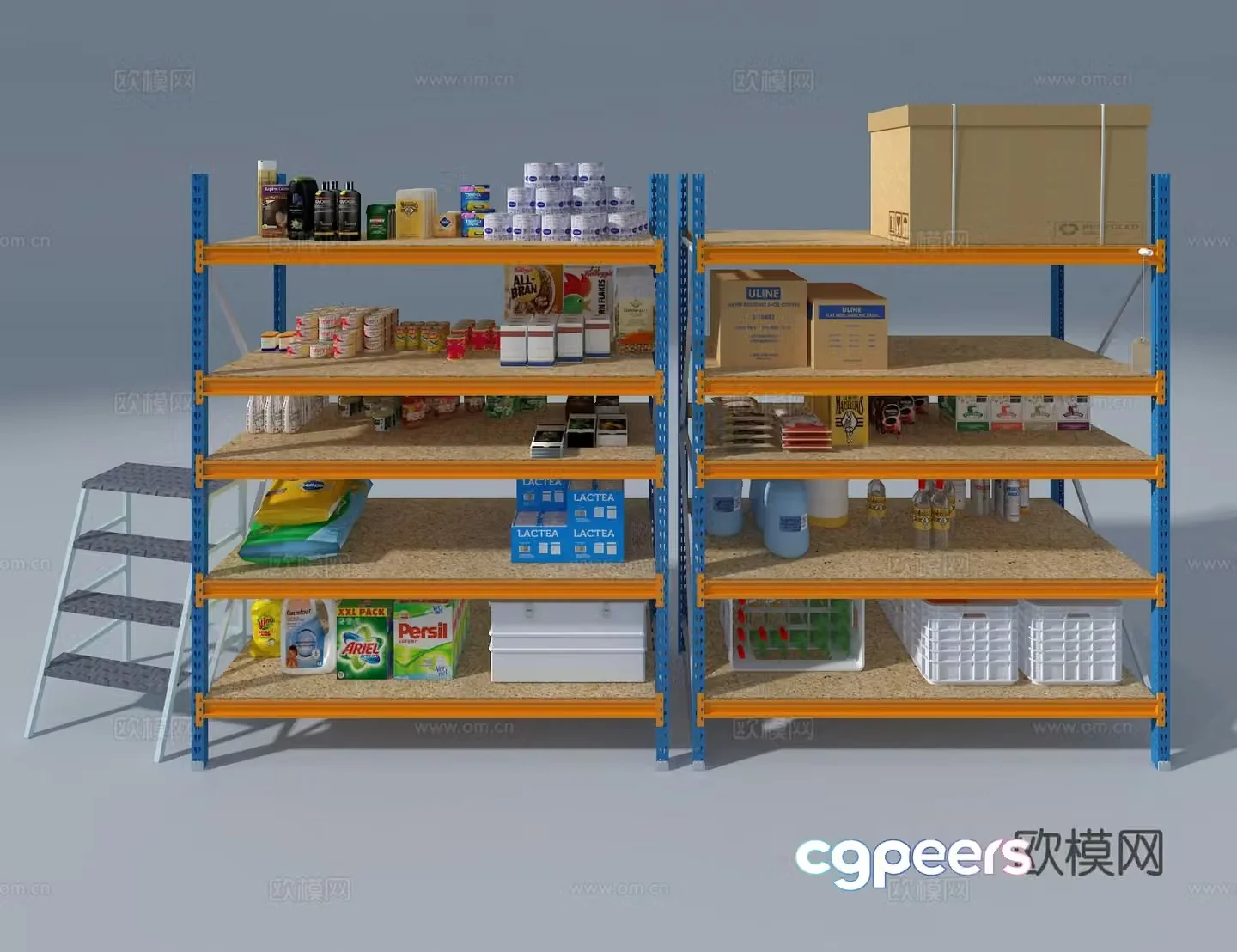 Supermarket shelves 3d model