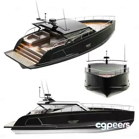 A Black Boat 3D Model – 5566 – CORONA Render