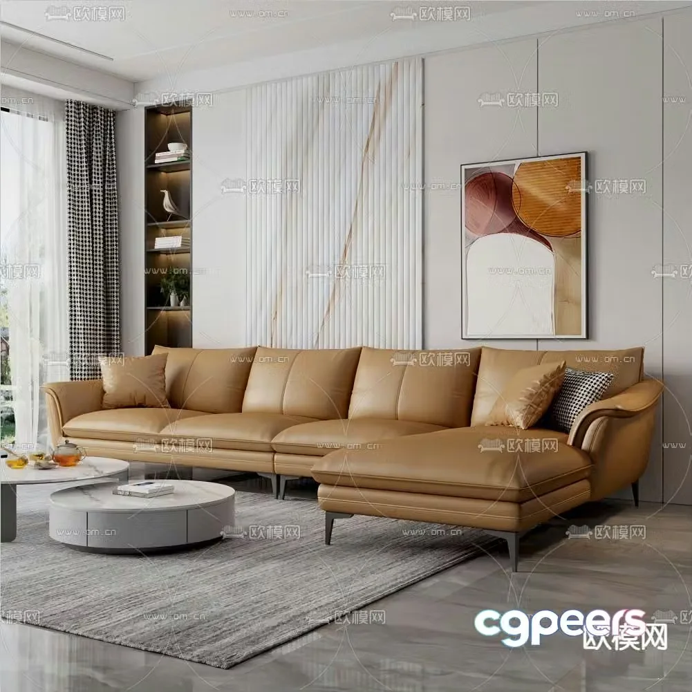 Multi-person sofa corner sofa 3d model