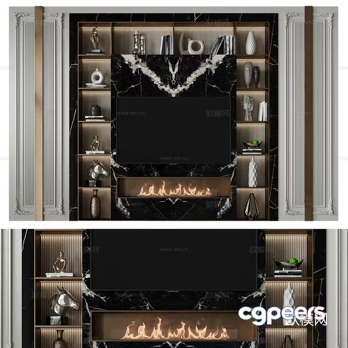 Modern light luxury TV background wall 3d model