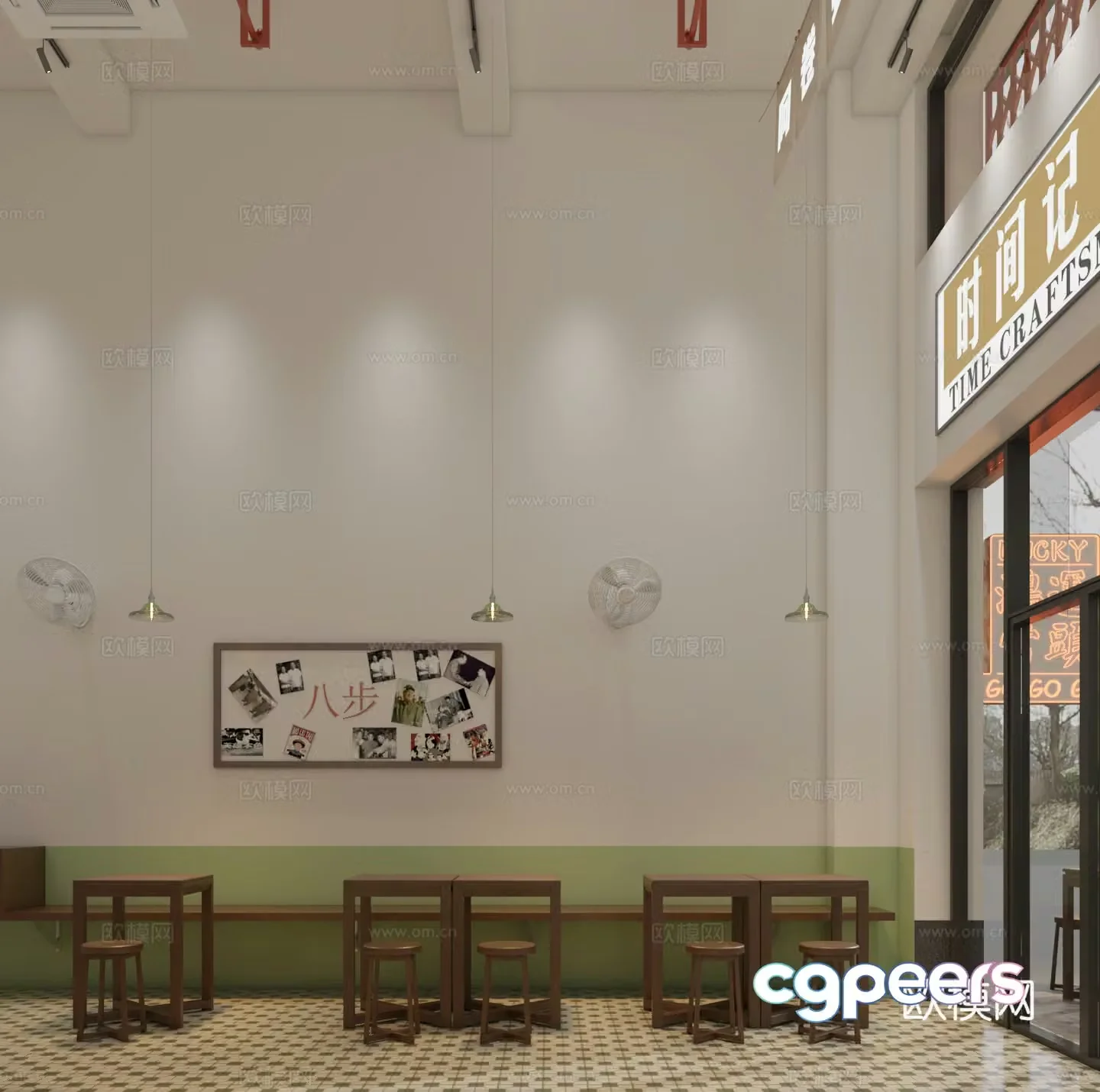 Retro nostalgic style rice noodle shop 3D model