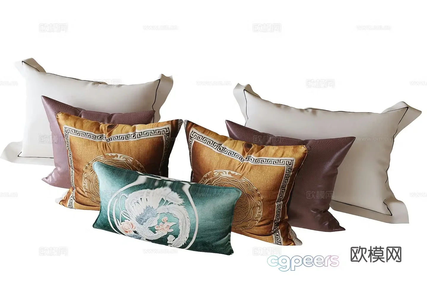 New Chinese style pillow pillow 3d model