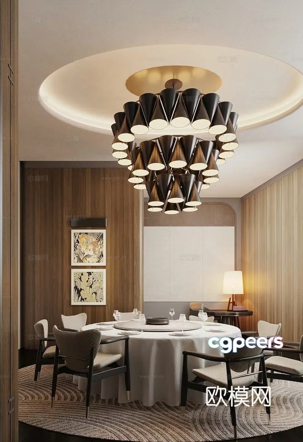 Light luxury restaurant private room Western restaurant private room 3D model