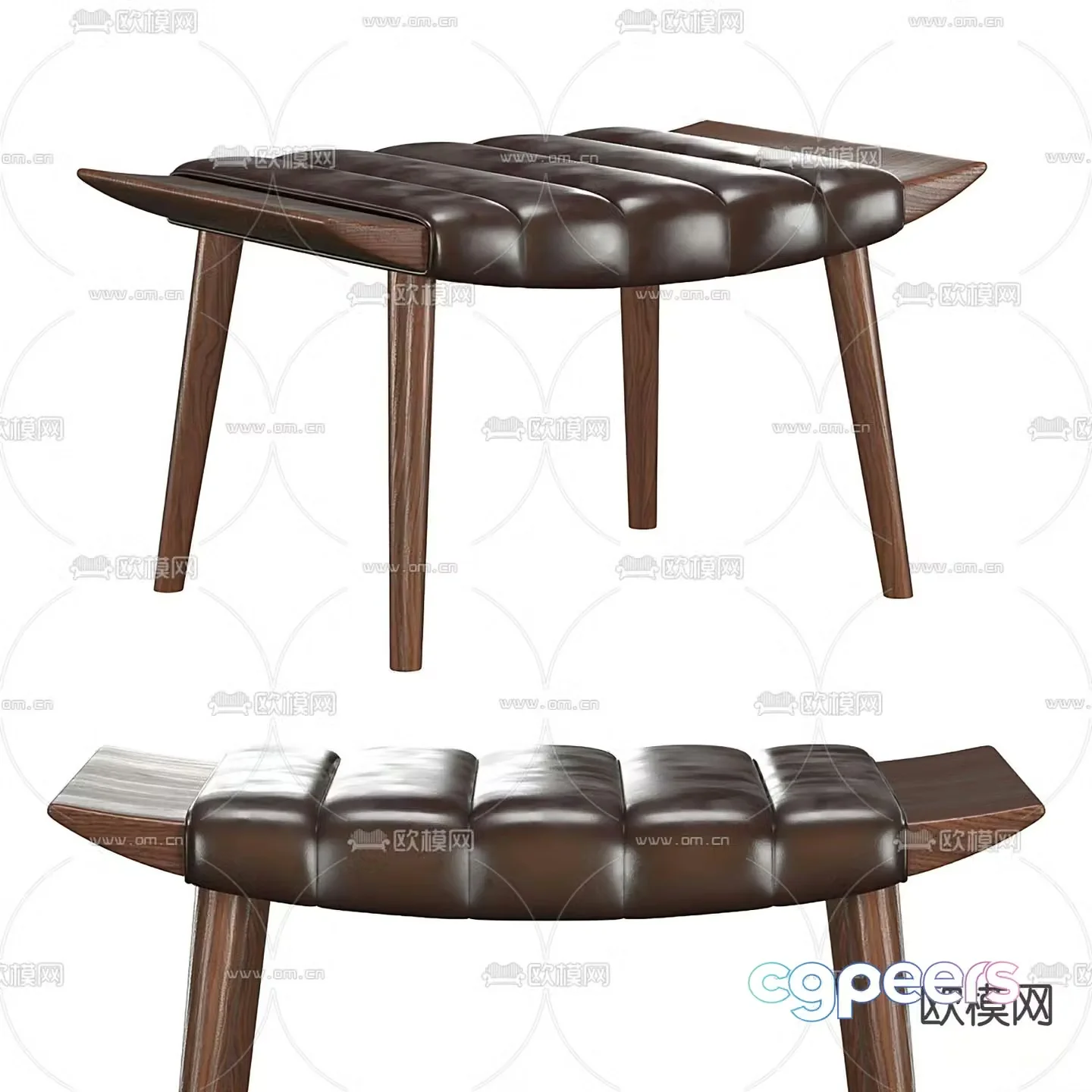Middle-aged style bed tail stool foot pedal 3D model