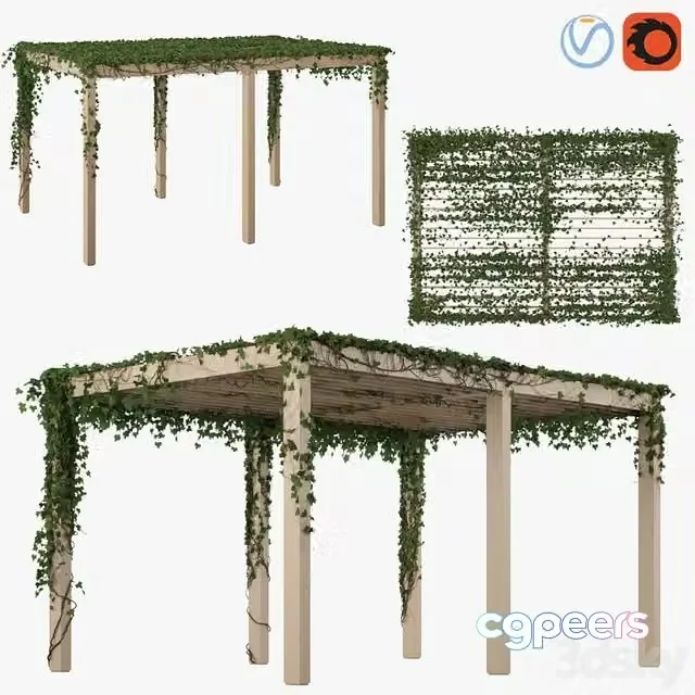3ds Max Free – Pergola with Ivy v2