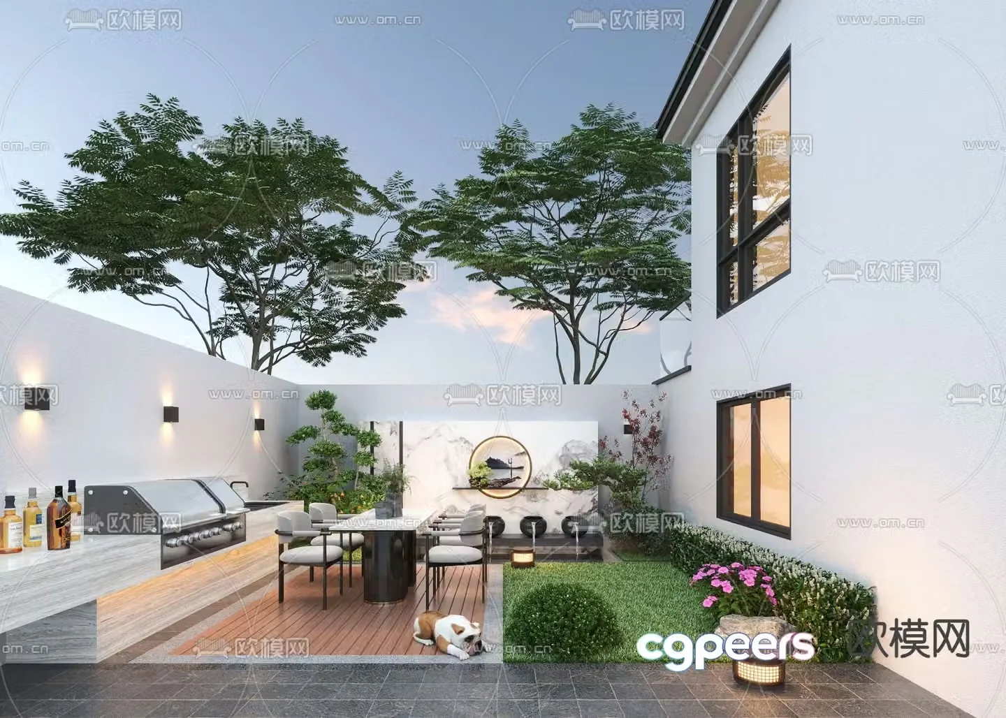 Home courtyard villa courtyard 3d model
