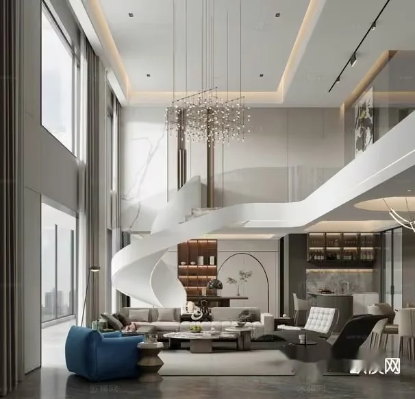 Modern Living Room 3D Model – 17024 – CORONA Render
