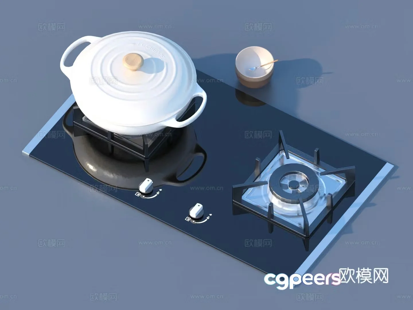Casserole stove gas stove kitchen utensils bowl plate tableware 3d model