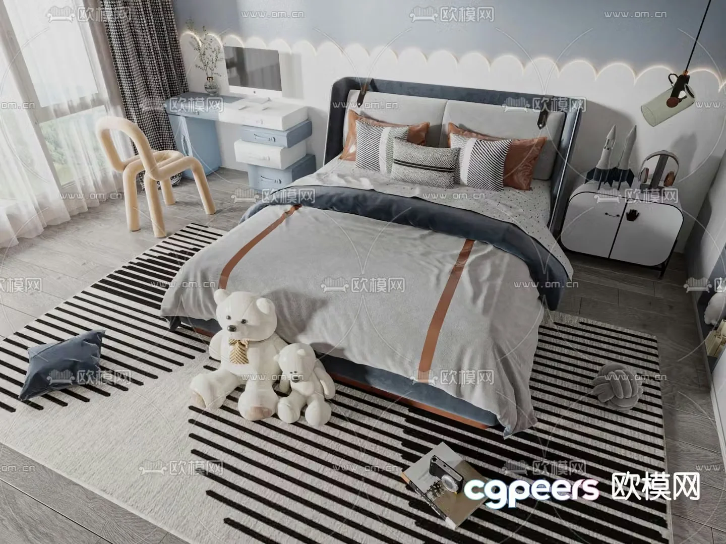 Modern children’s bed 3d model