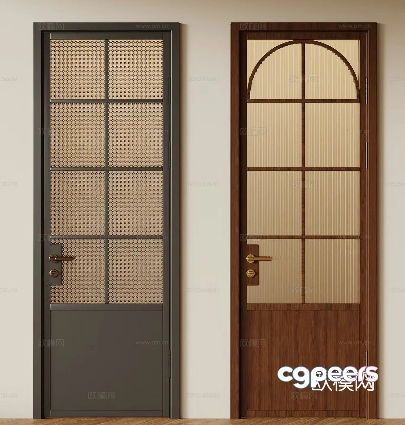 020 glass door modern medieval single-open door glass door 3d model