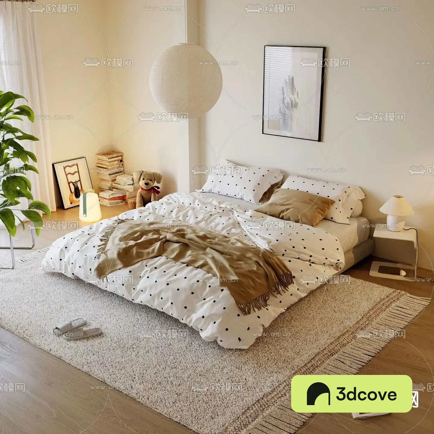 Cream style double bed