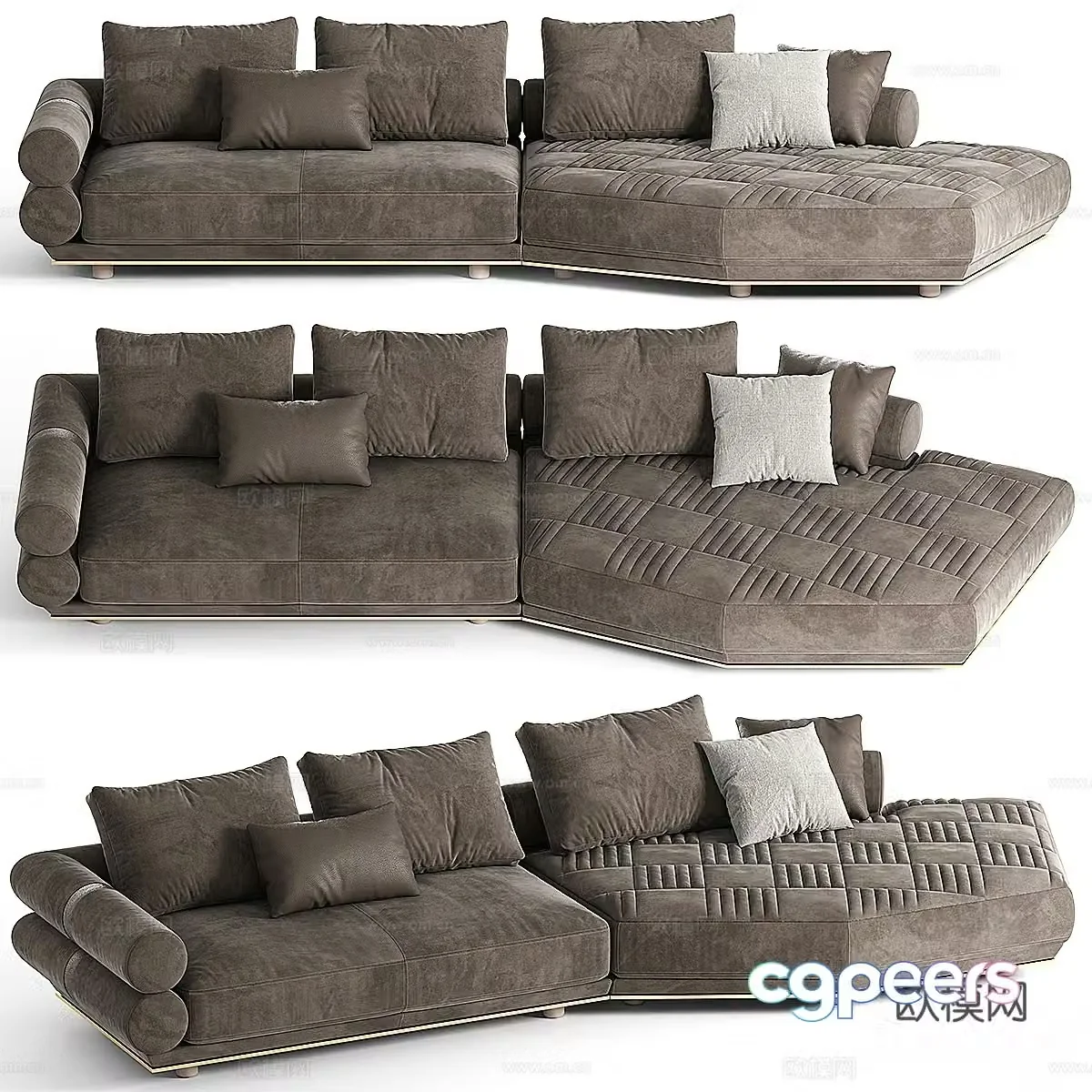 Multi-person sofa upholstered sofa 3d model