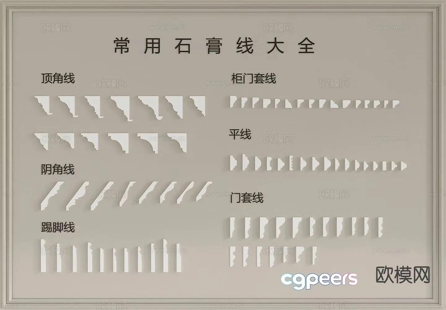 Simple European lines gypsum lines top corner lines hood lines door frame lines skirting lines 3d model
