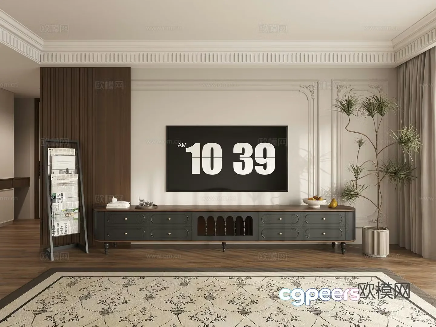 French TV background wall 3d model