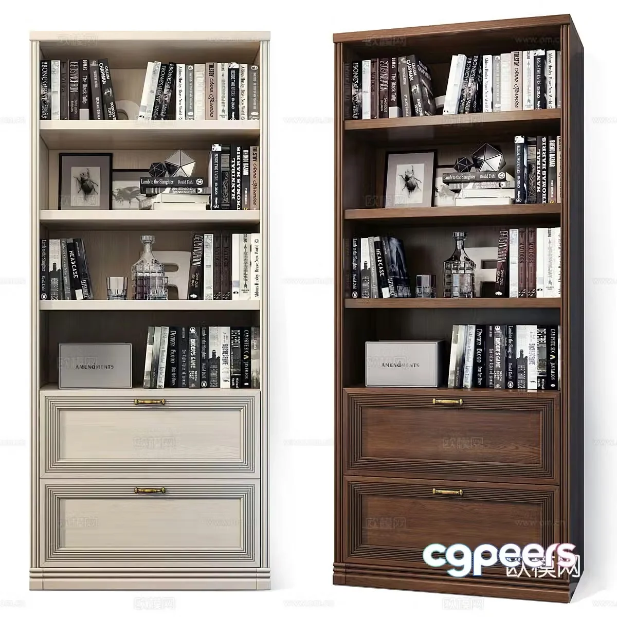 American simple bookcase 3D model