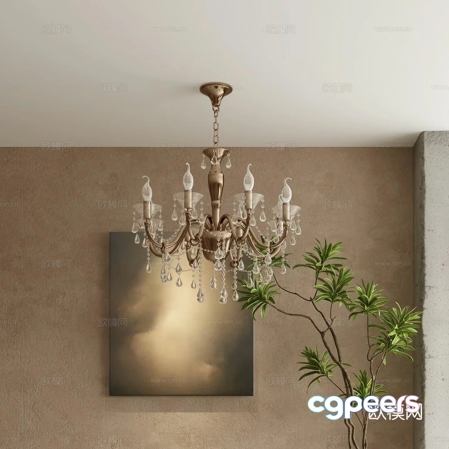 Modern crystal lamp candle table lamp 3D model