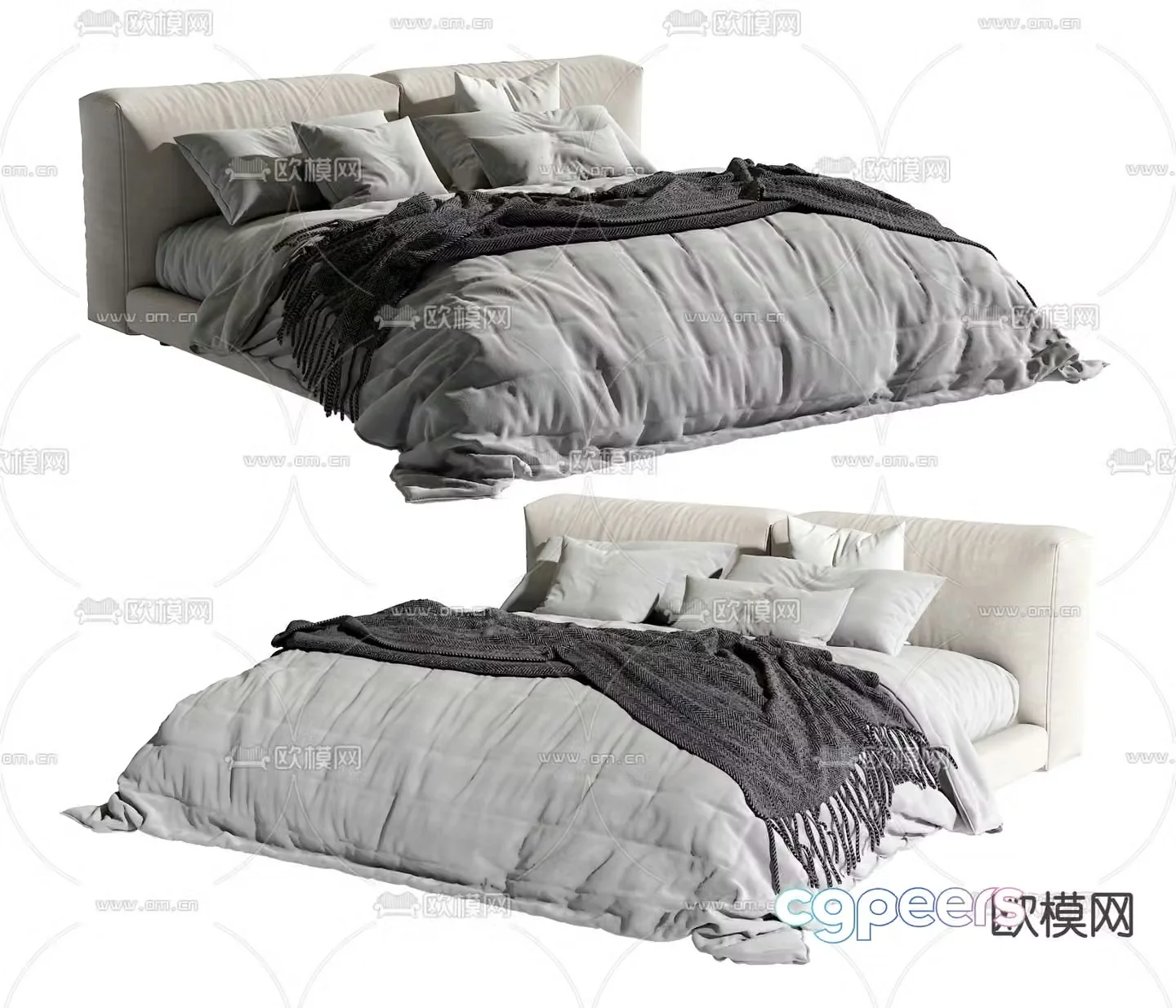 Modern double bed 3d model